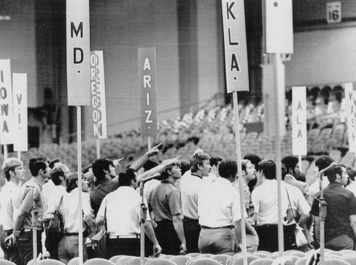 Secret Service agents are taken on a tour of Miami Beach’s Convention Hall to acquaint them with security problems they could face at the Republican National Convention in 1972.