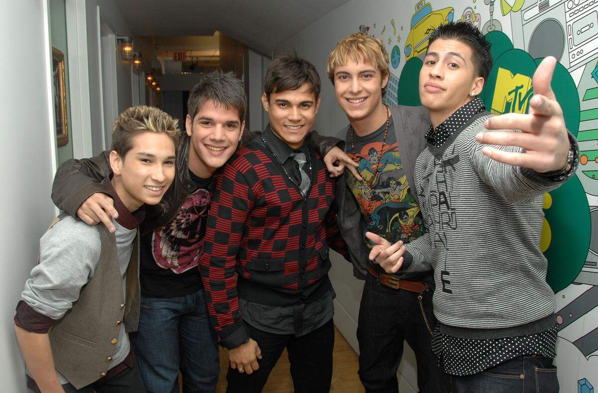 A 2007 version of Menudo. From left, Chris Moy, Emmanuel Velez Pagan , Jose Montanez, center, Jose Bordonada Collazo and Carlos Olivero. Menudo make an appearance at MTV's Studios in Times Square for a taping of MTV's "Total Request Live" on Nov. 19, 2007, in New York.