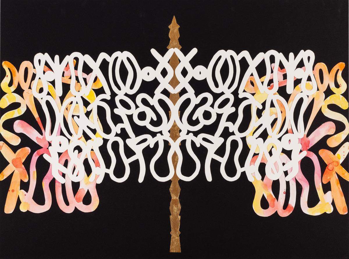 Onajide Shabaka’s “Alosugbe: A Journey Across Time,” is on display through June 22, 2019, at Emerson Dorsch Gallery.