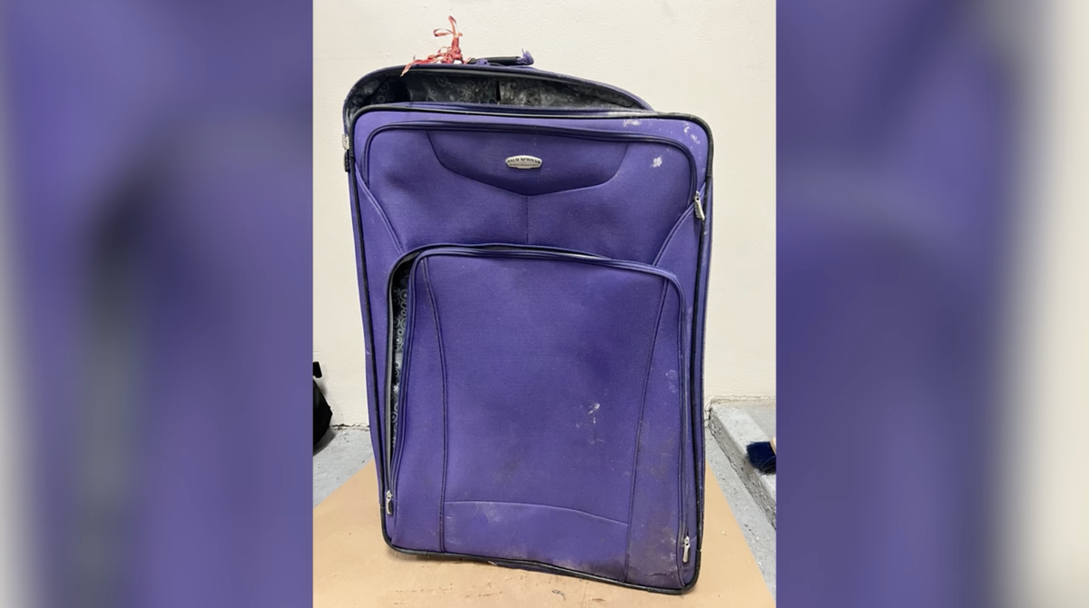 A purple Palm Springs Ricardo Beverly Hills bag.