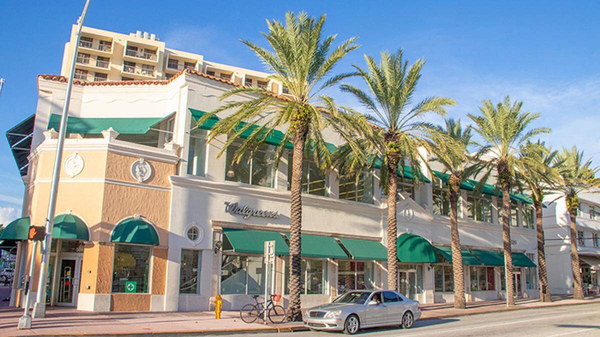 The commercial property at 509 Collins Ave., shown above, sold for $33 million. It landed in the top commercial transactions of 2019. Walgreens remains a tenant with a 14-plus lease term.