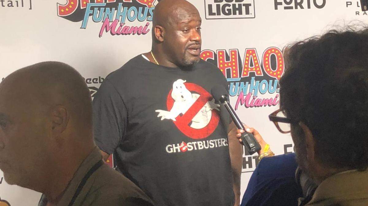 Shaquille O’Neal outside Shaq’s Fun House Jan 31, 2020, in Wynwood