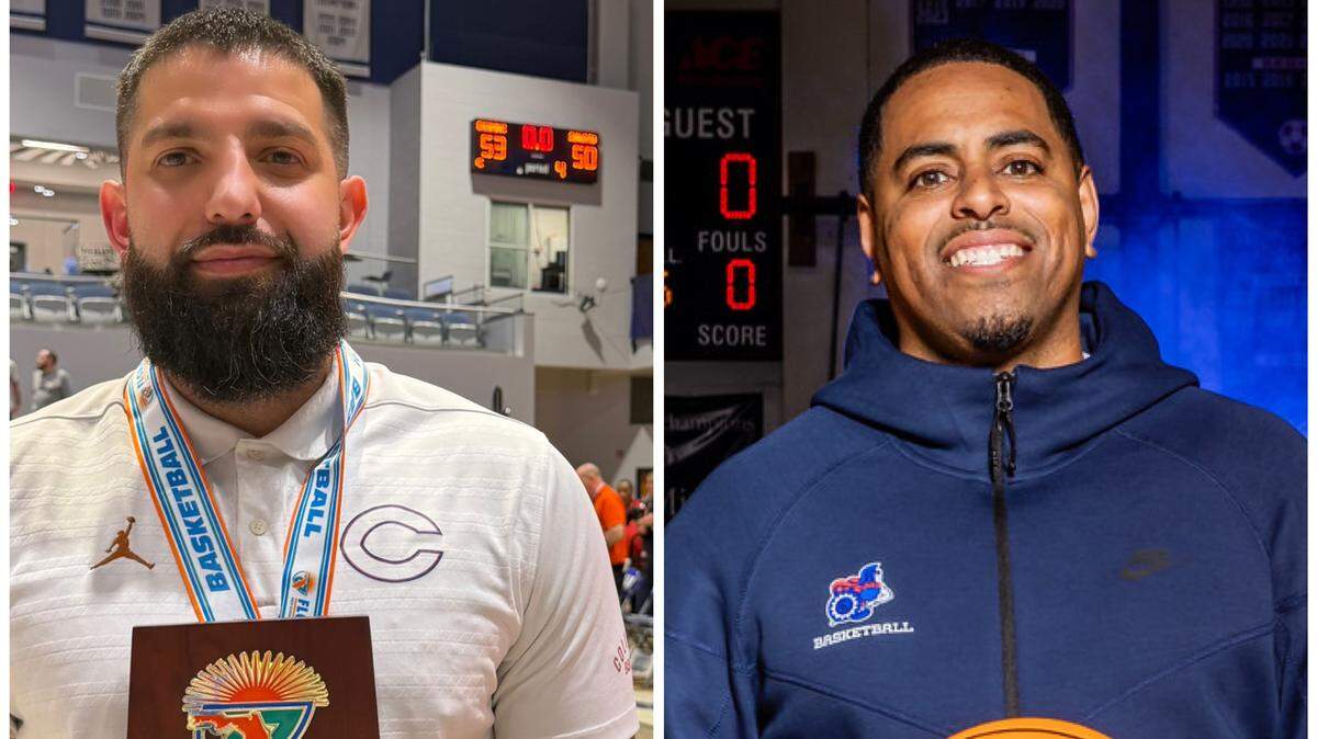 Columbus’ Jorge Milo (left) and Miami Country Day’s Ralph Mata (right) are the Miami Herald’s Miami-Dade County Boys’ Basketball Coaches of the Year.