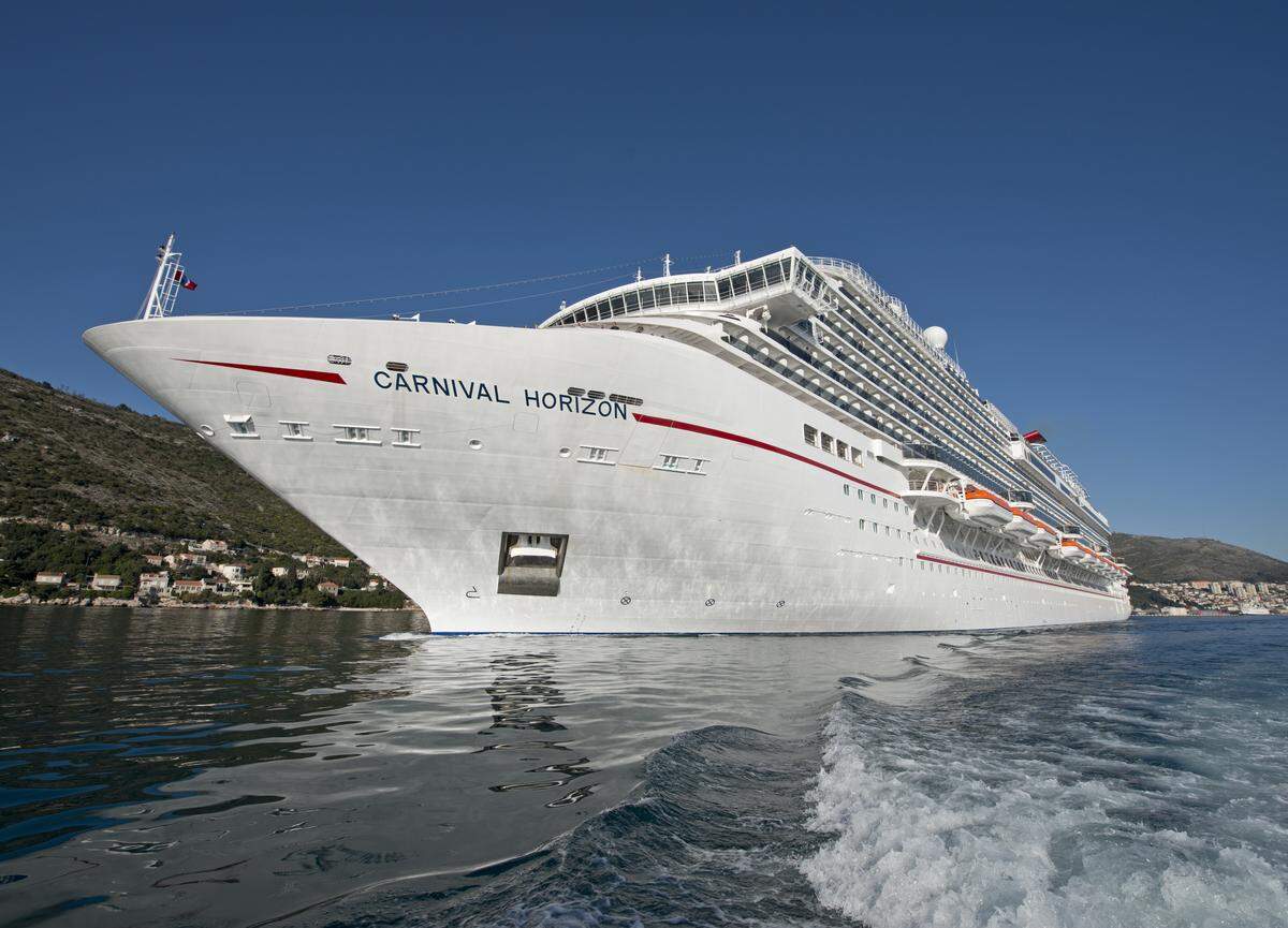 The new Carnival Horizon, shown here departing Dubrovnik, Croatia, on an inaugural cruise in April, is now sailing Caribbean voyages year-round from PortMiami.
