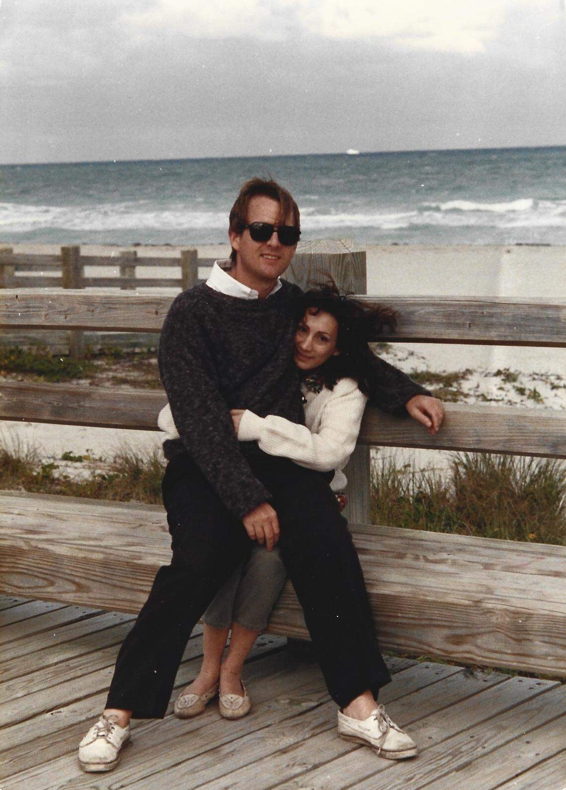 Tom Austin and his wife Lisa Austin in a photo taken in Miami Beach circa 1988. The couple were married in 1984 and together about 20 years.