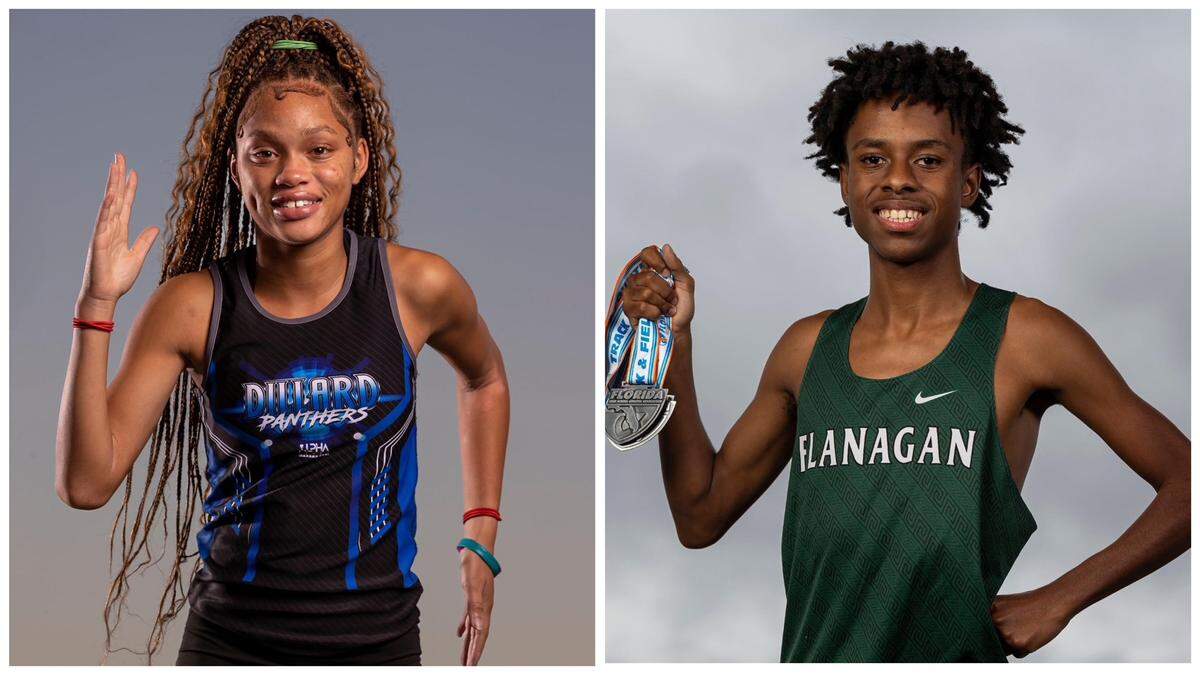 Dillard’s Christiana Coleman and Flanagan’s Shamar Henry, the Miami Herlad’s 2023 Broward Cross Country Runners of the Year.