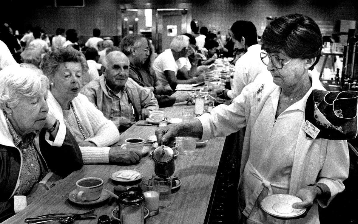 Waitress Emma noble workers the counter at the Rascal House.
