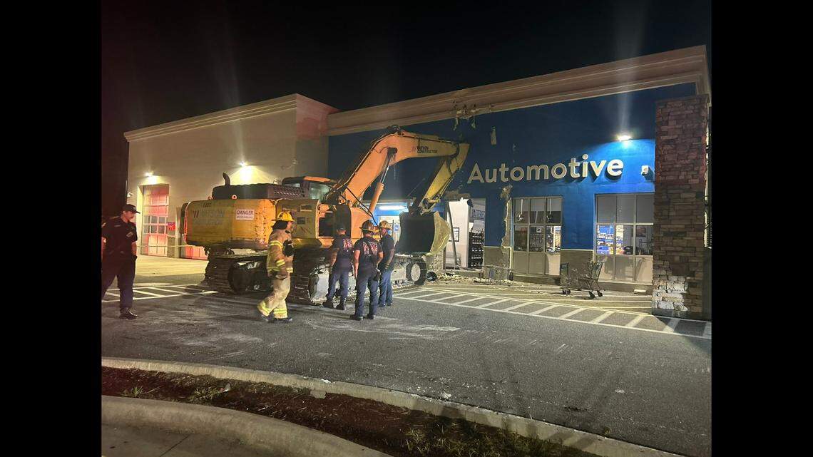 Someone stole an excavator and drove it into two buildings in Gainesville, Florida, including a Walmart, police say.