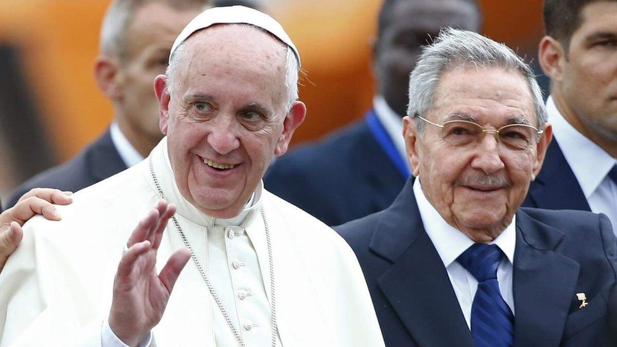 Pope Francis, standing with then-Cuban President Raul Castro, visited Cuba in 2015.