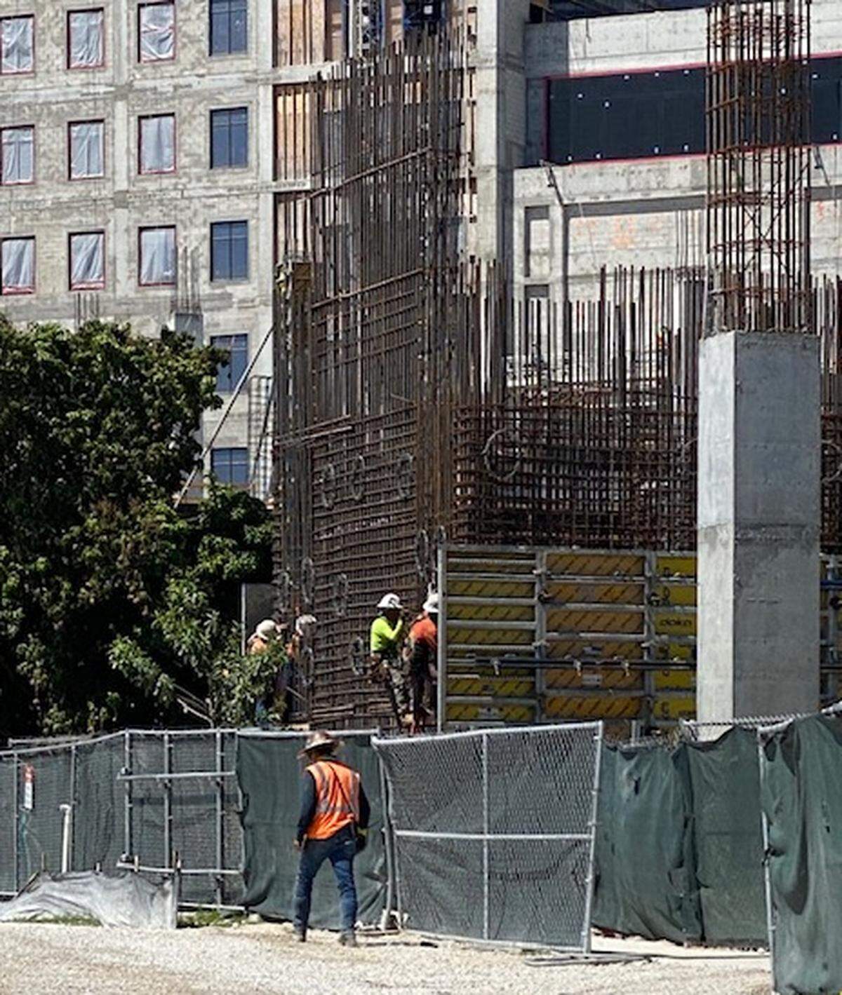 Construction sites have far fewer workers today than before the coronavirus pandemic began in order to maintain social distancing.