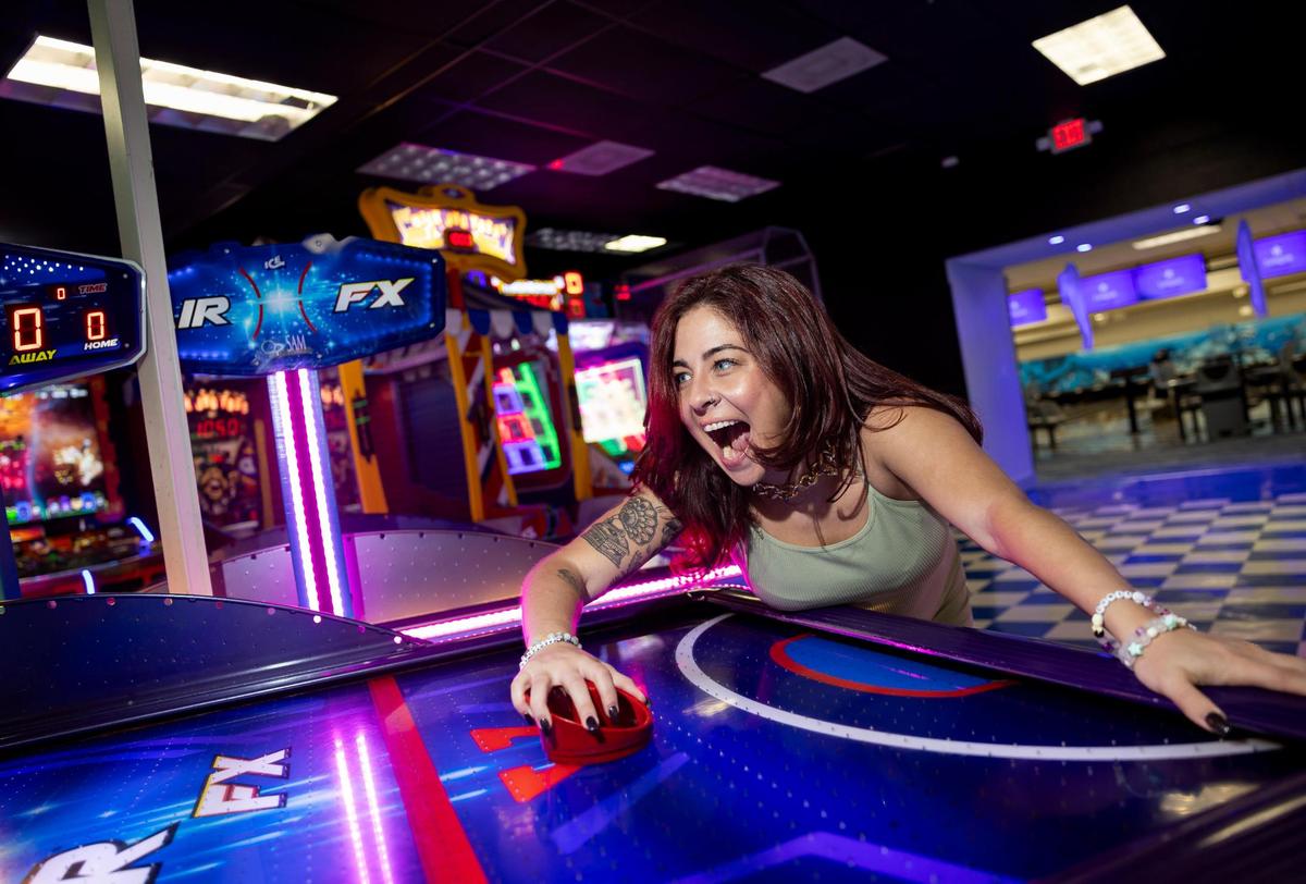 Comedian Brittany Brave visits the arcade inside of Bird Bowl. The Kendall native returned to Miami during the pandemic and focused on her stand-up career.