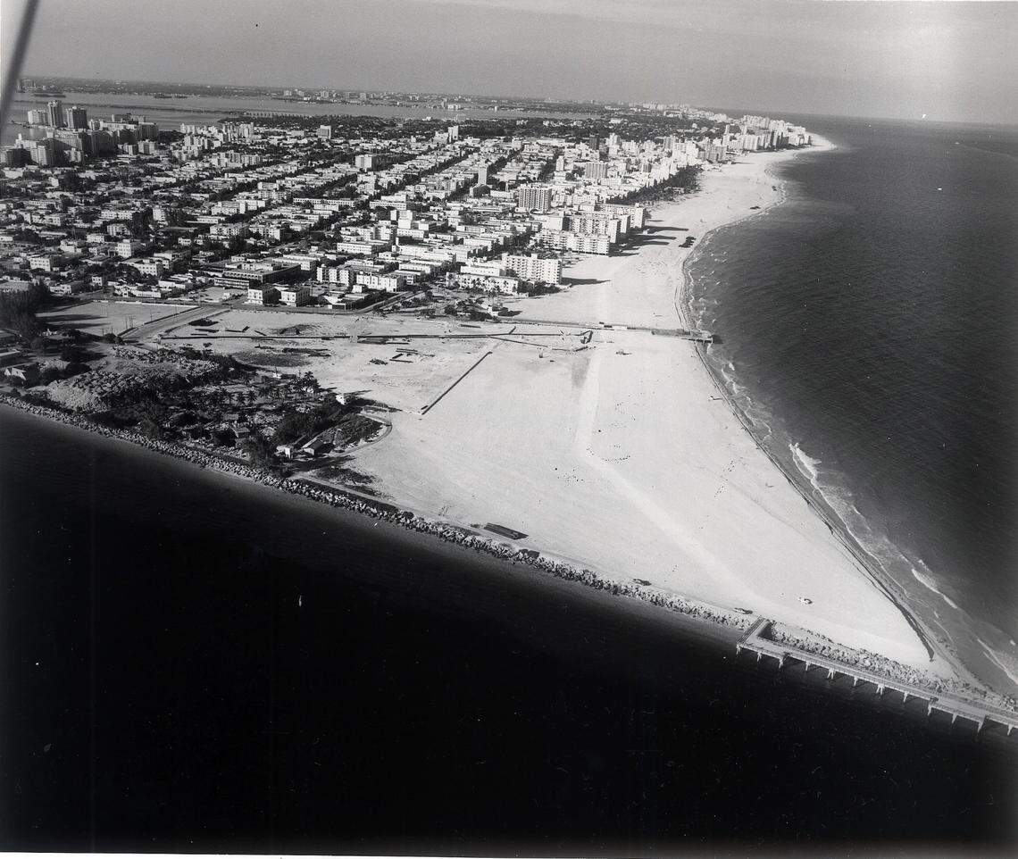 In 1982, looking north from Government Cut across South Beach.