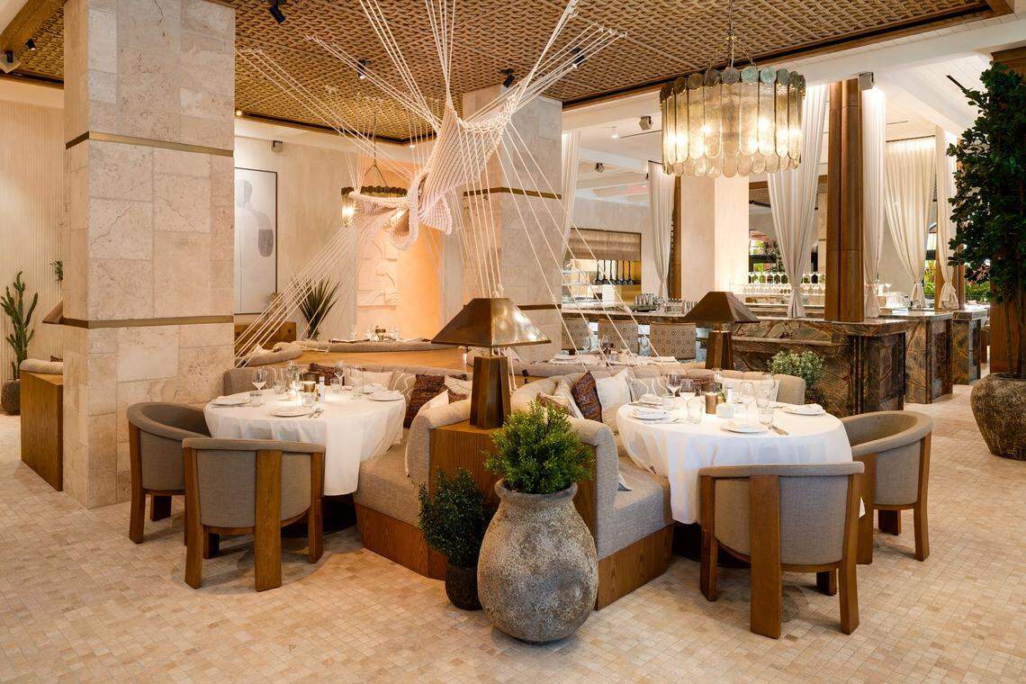 The interior of Ava MediterrAegean restaurant in Coconut Grove.