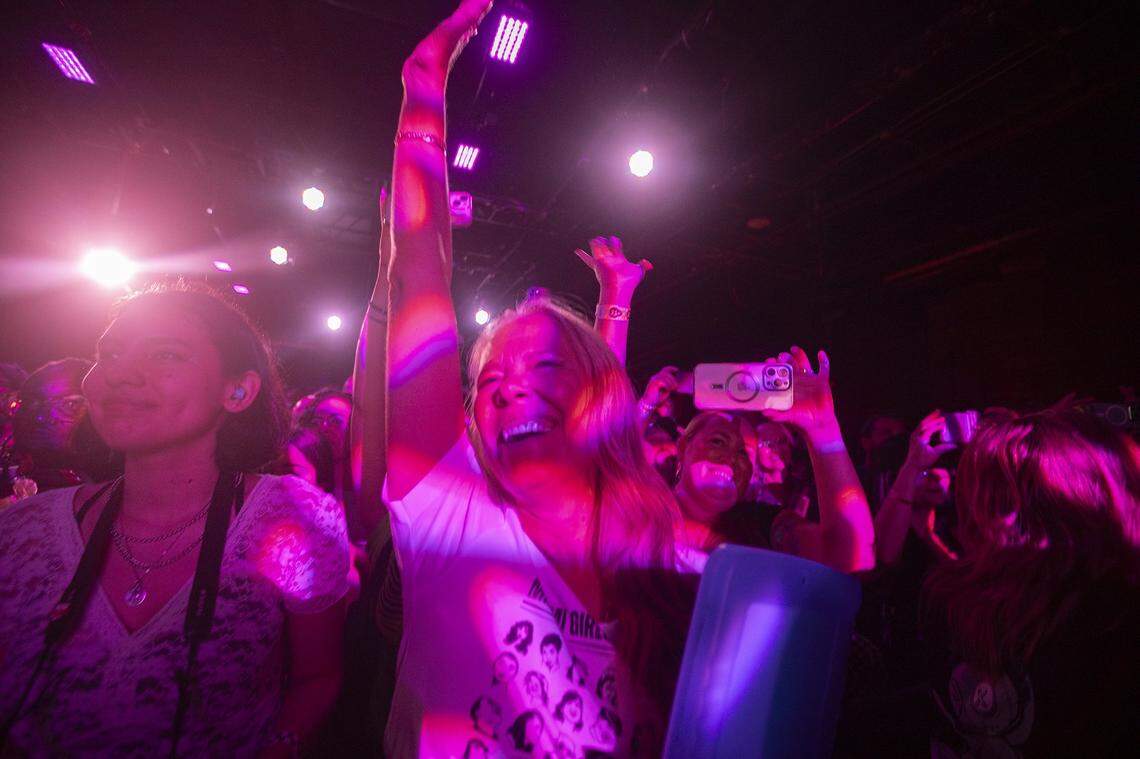 (Center) Heather Burdick at the Miami Girls Rock Camp at The Ground at Space, Miami; on Saturday, August 2, 2025. The all-ages event featured live performances from 10 brand-new camper bands, showcasing original songs created during camp week.