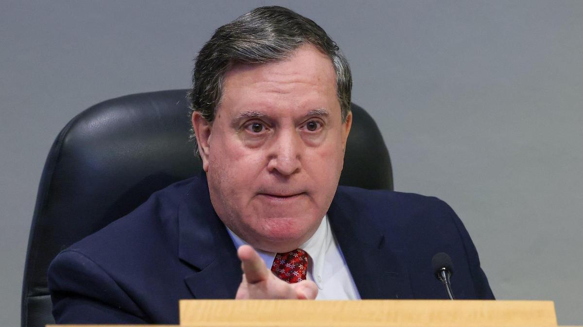 Miami City Commissioner Joe Carollo defends himself from allegations before the Miami City Commission voted to remove him as chairman of the Bayfront Park Management Trust on Thursday, Feb. 13, 2025, in Miami.