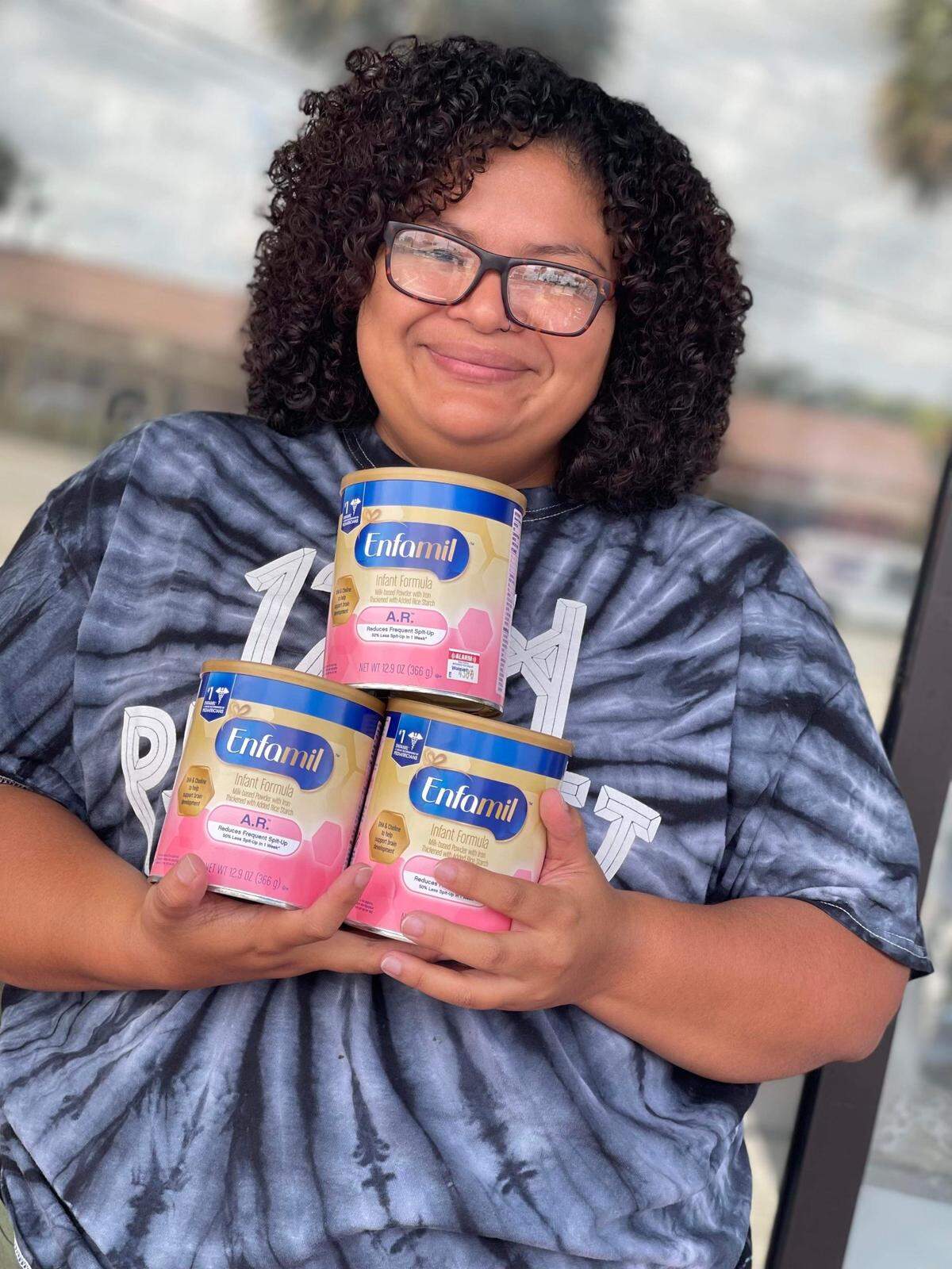Sthefany Juarez, 24, was overjoyed after being given formula for her son at The Legacy Closet in Margate May 24, 2022.