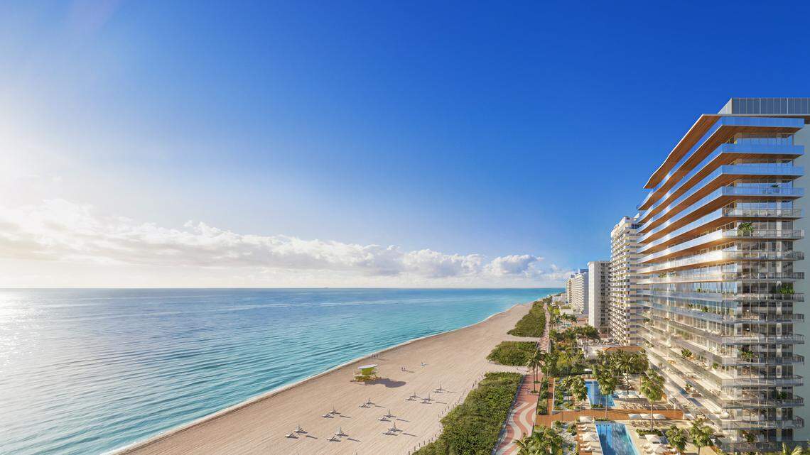 A rendering of a completed 18-story 57 Ocean. The project received a $58.5 million construction loan.