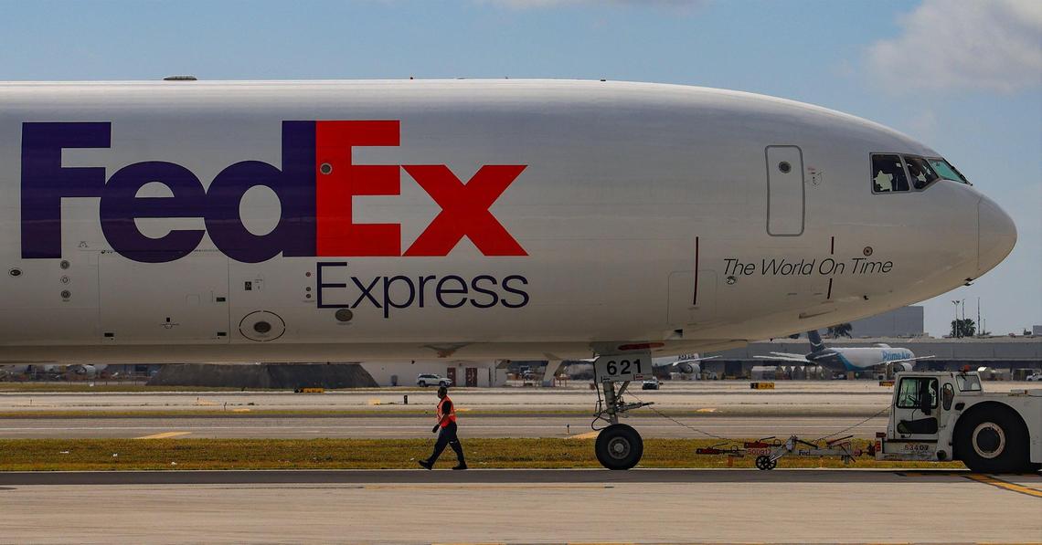 A MD-11 cargo jet taxis the tarmac headed to Memphis with flowers that’ll get delivered throughout the U.S. by air. This is after a shipment of flowers from Colombia and Ecuador arrived on Boeing 767 planes at the FedEx Cargo Hub at Miami International Airport, as local florists and distributors prepare for Valentine’s Day on February 12, 2025. Notably, only 2% of the shipments are inspected by U.S. Customs Agricultural Specialists in order to ensure pest management and the quality of floral and plant shipments.