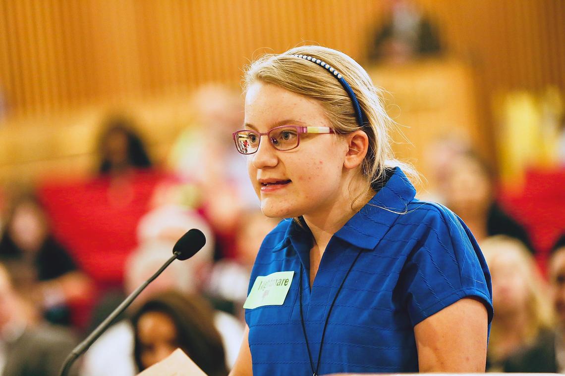Megan Sorbo speaks against the American Dream Miami retail theme park, calling the proposed development an environmental abomination during a meeting of the Miami-Dade County Commission on Thursday, May 17, 2018. The commission approved the project.