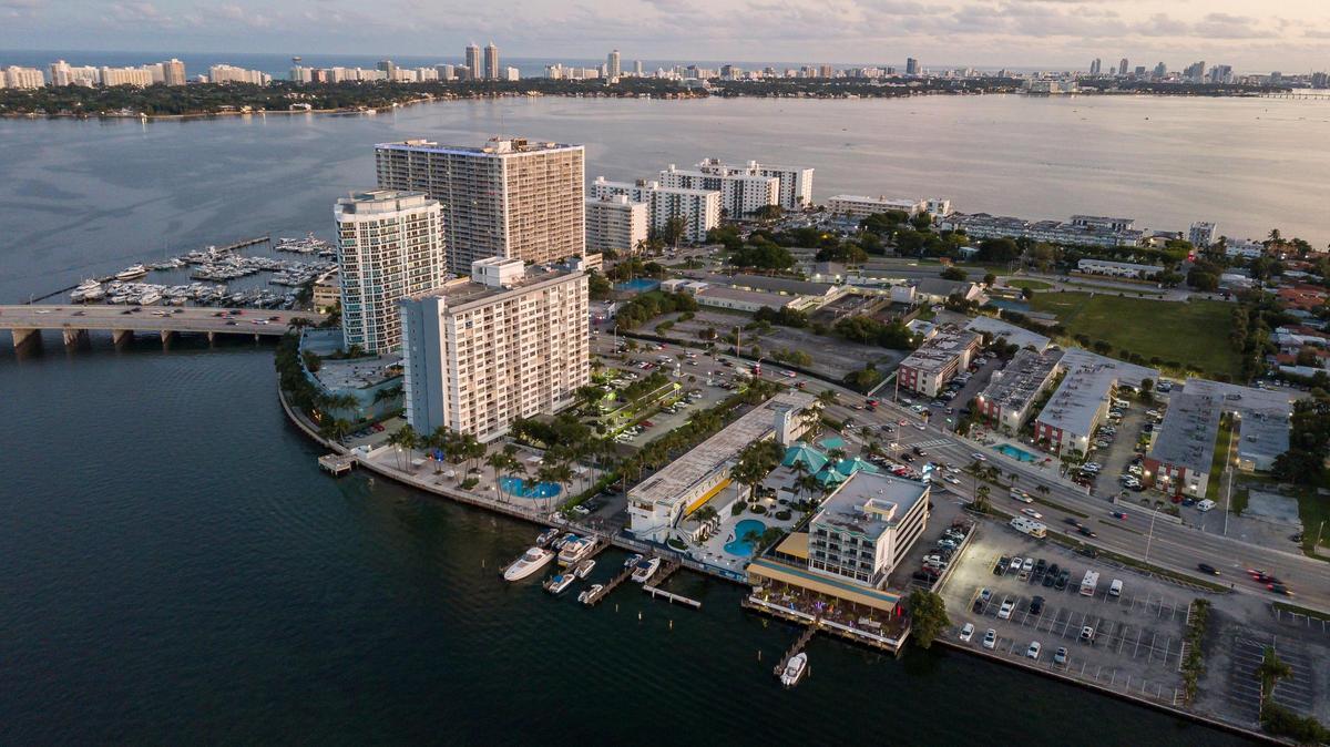 Aerial view of North Bay Village, Fla., on Tuesday, Nov. 15, 2022. The village is one of 26 Florida municipalities suing over a new state law requiring city commissioners and mayors to disclose their net worth.