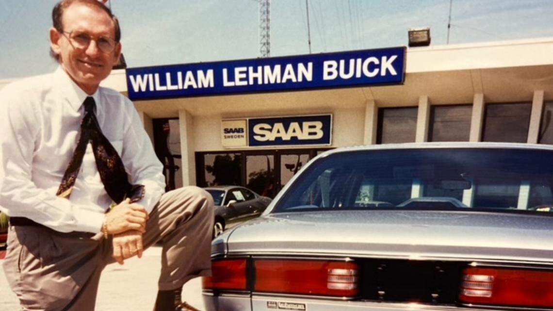 Bill Lehman Jr., shown in 1996 in front of his Buick dealership in Miami Gardens, sold his family’s car dealership business for an undisclosed amount to Lithia Motors & Driveway.