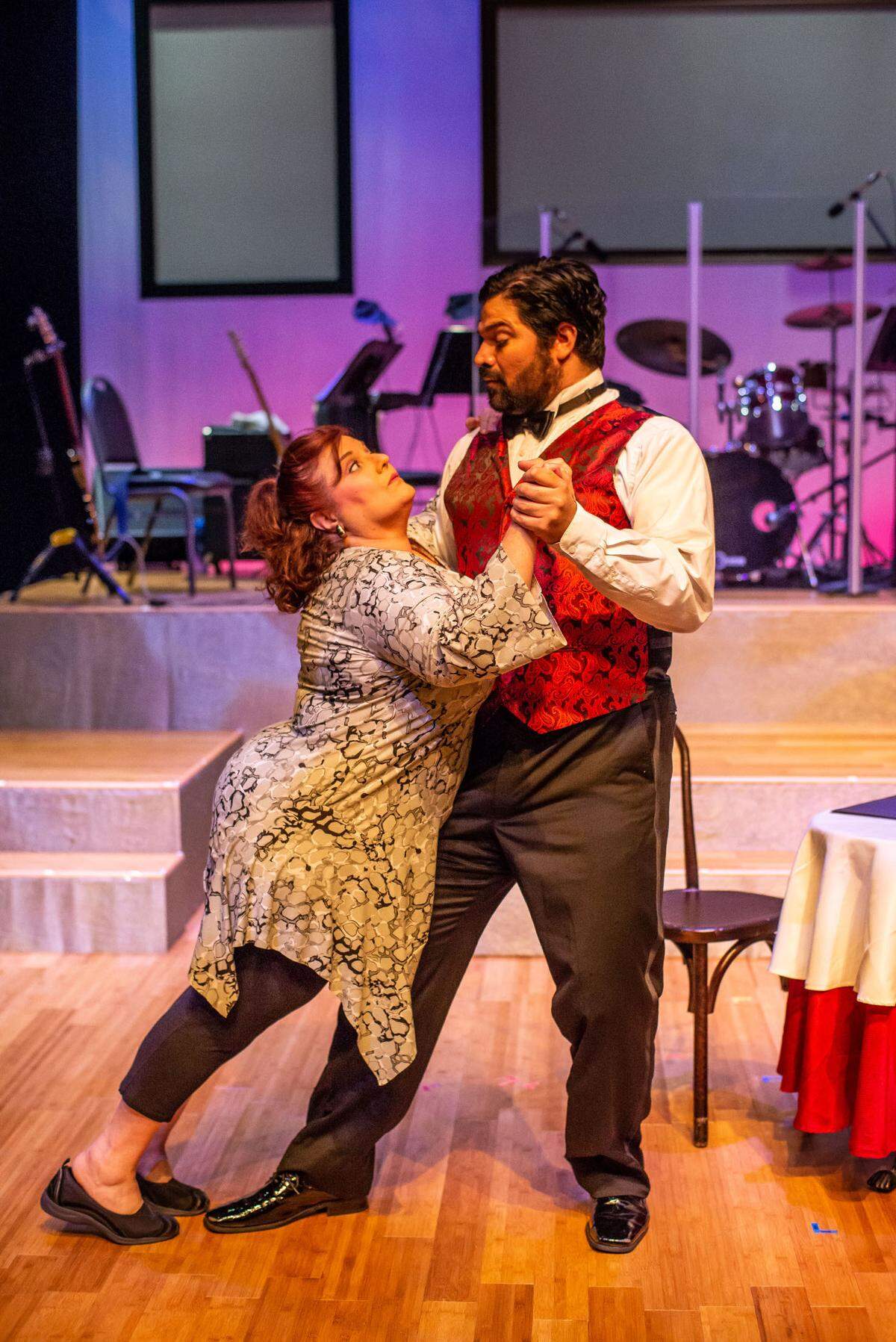 Margot Moreland melts into a tango lesson from Alex Alvarez in ‘Tango! The Musical!’ at City Theatre’s Summer Shorts festival.