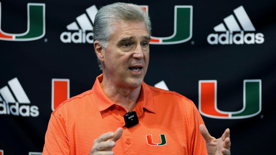 University of Miami vice president and director of athletics Dan Radakovich speaks to reporters after football practice at the University of Miami campus in Coral Gables, Florida, Tuesday, August 30, 2022.