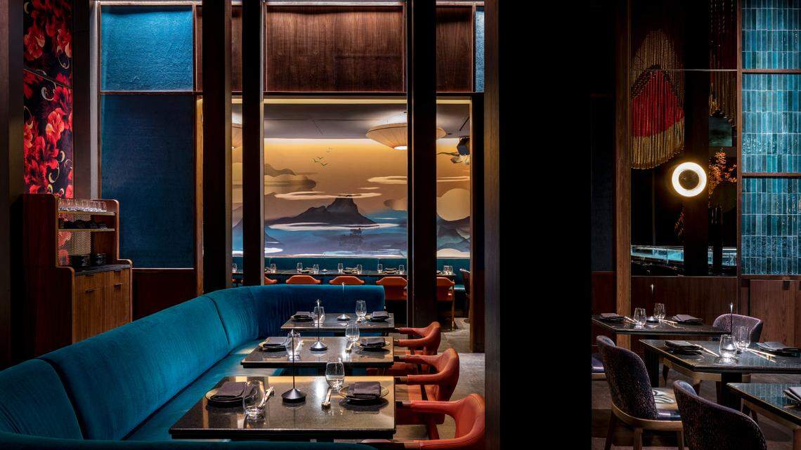 The interior of Gekkō, a Japanese steakhouse and restaurant from David Grutman and Bad Bunny. The opening coincides with the reggaeton star’s concerts at Hard Rock Stadium this weekend.