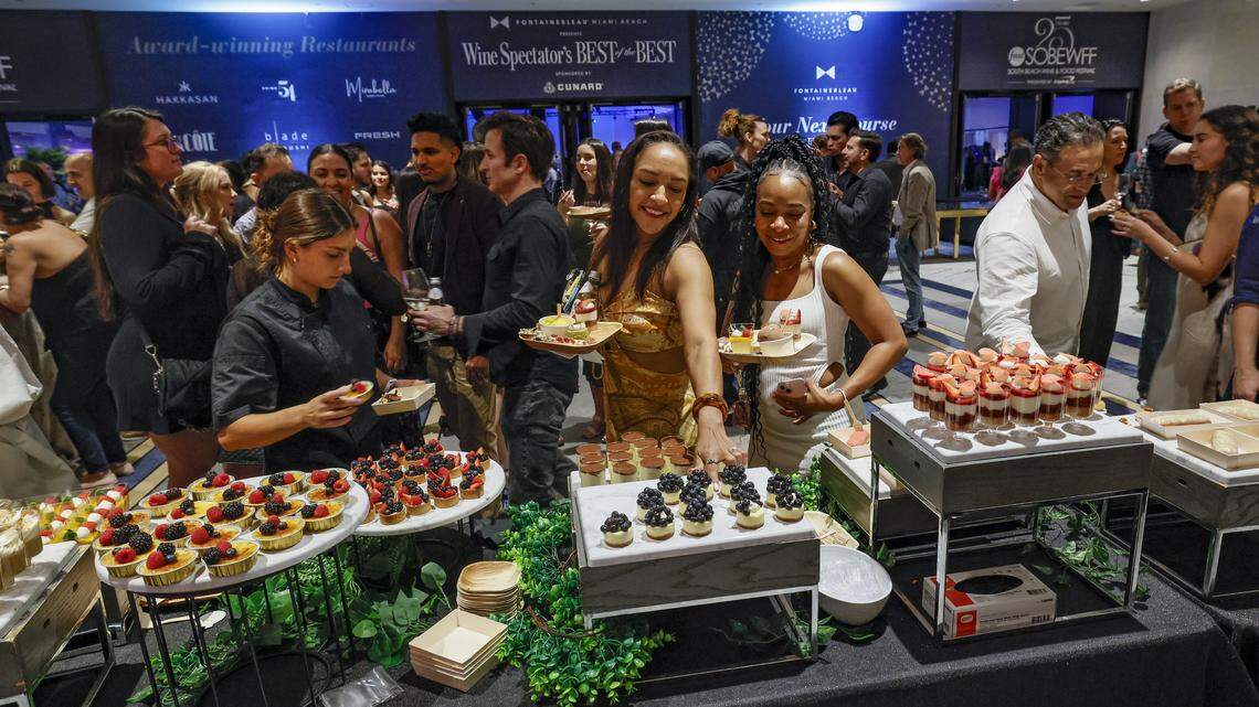Guests select from a sampling of desserts as the Fontainebleau Miami Beach presents Wine Spectator's Best of the Best with 60 of the nation’s most acclaimed chefs and more than 65 of the world’s premier wineries at the resort hotel on Friday, February 20, 2026.