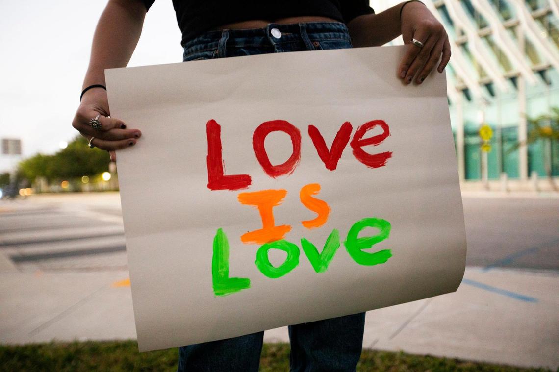 Safe Schools South Florida hosts a rally against ‘Don’t Say Gay’ bill at Pride Park, Miami Beach on March 1, 2022.