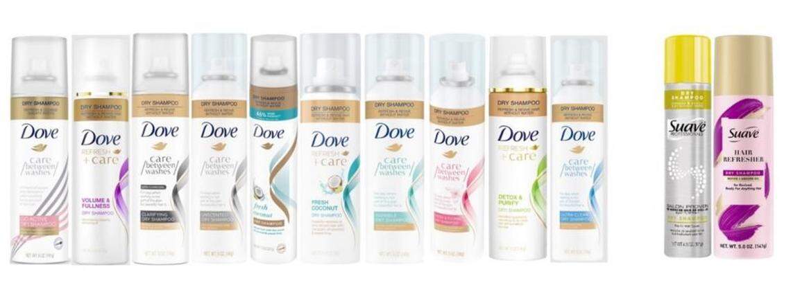 Dove & Suave shampoos are among those recalled for the possible presence of benzene.