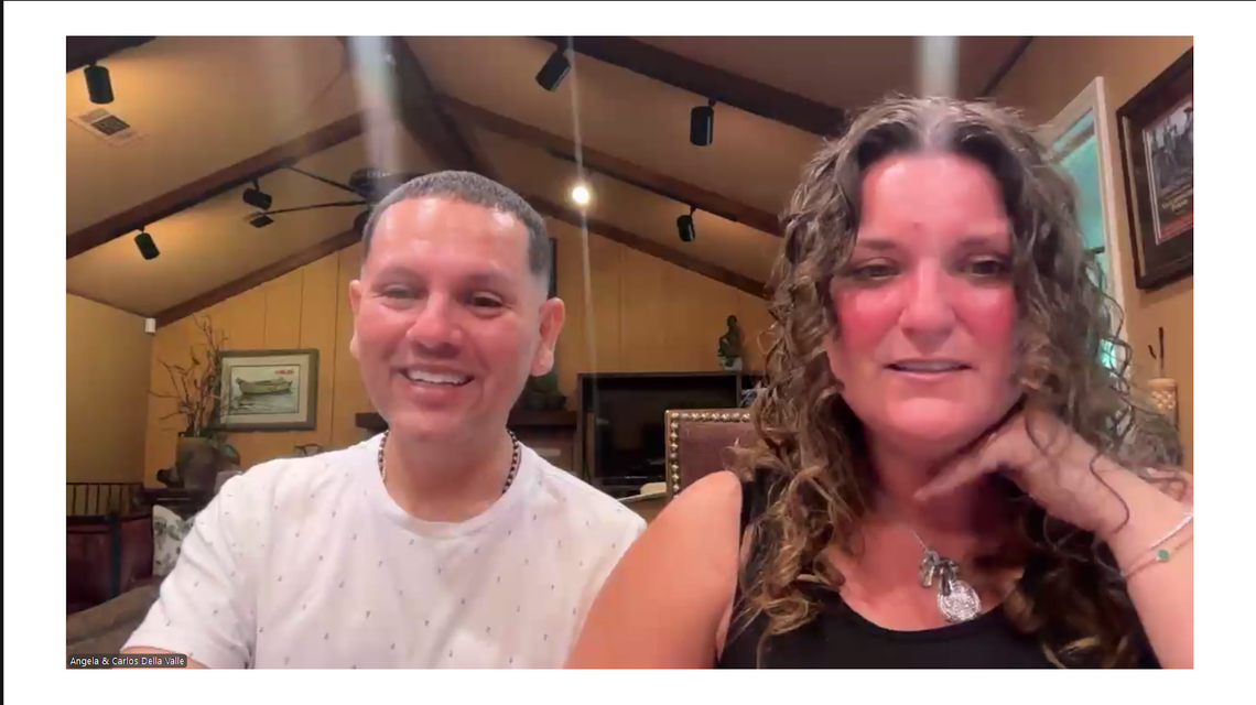 Carlos Della Valle, left, and his wife, Angela Della Valle, an American citizen who has been fighting to have her husband released from ICE. Carlos was released Tuesday night, April 28, 2026, from a Louisiana ICE facility after spending eight months in a dozen different detention centers in Florida, Louisiana and Texas, plus Puerto Rico and the U.S. Virgin Islands.