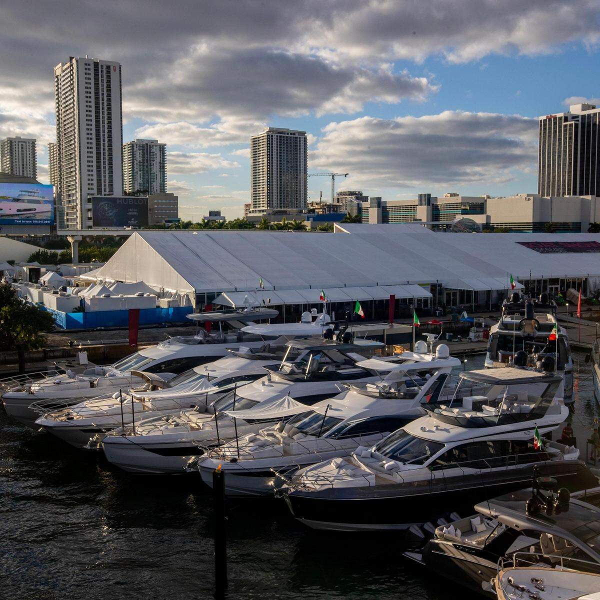 The Miami International Boat Show opens Wednesday and runs through Sunday at six venues on Biscayne Bay. This photo near MacArthur Causeway was shot Feb. 14, 2023.