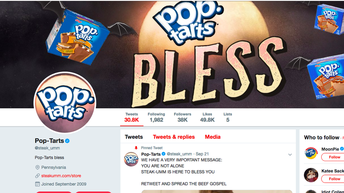 The Steak-umm page, “dressed” to look like the Pop-Tarts page for Halloween.