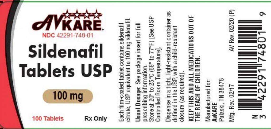 The label for AvKare’s Sildenafil