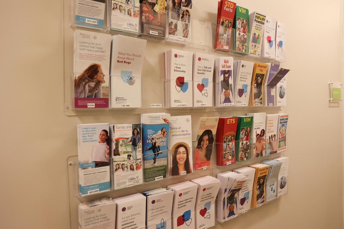 Informational pamphlets in the hallway at the Planned Parenthood Center in Golden Glades on Friday, July 1, 2022.