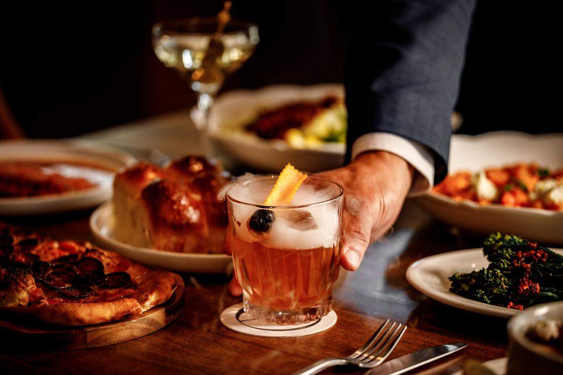 A smoked old fashioned at the bar at Old Cutler Inn in Palmetto Bay.