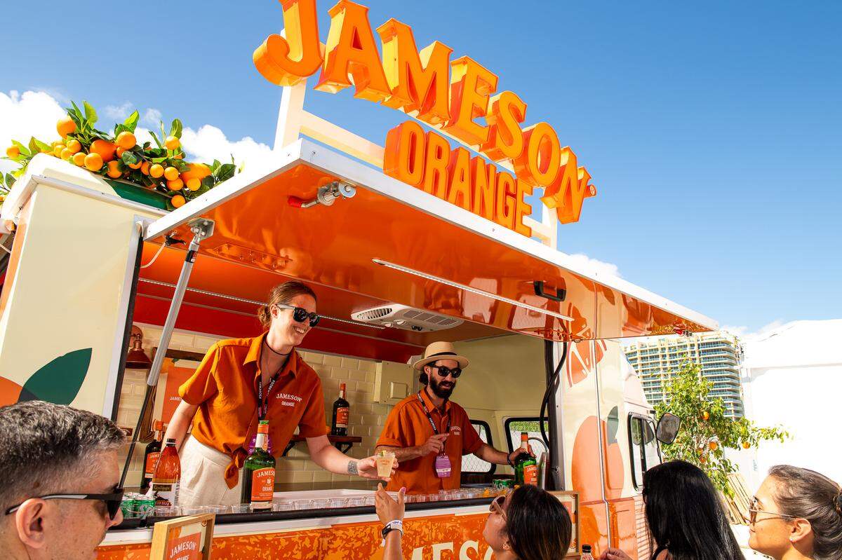 Vendors at the Jameson booth at the 2024 Grand Tasting Village at the South Beach Wine & Food Festival. This year’s event is sold out on Saturday, but tickets remain for Sunday.