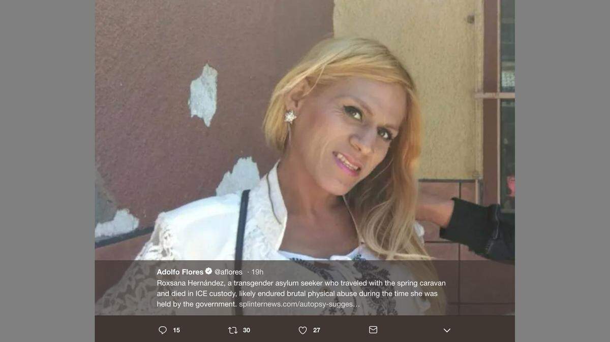 Roxsana Hernández Rodriguez, a transgender woman from Honduras, died in ICE custody in New Mexico after applying for asylum in the US. An autopsy says Rodriguez, who died from dehydration, was physically beaten.