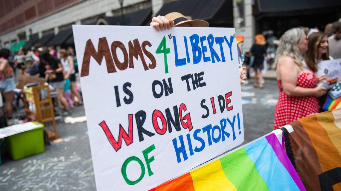 A protest against Moms For Liberty in Philadelphia in 2013.