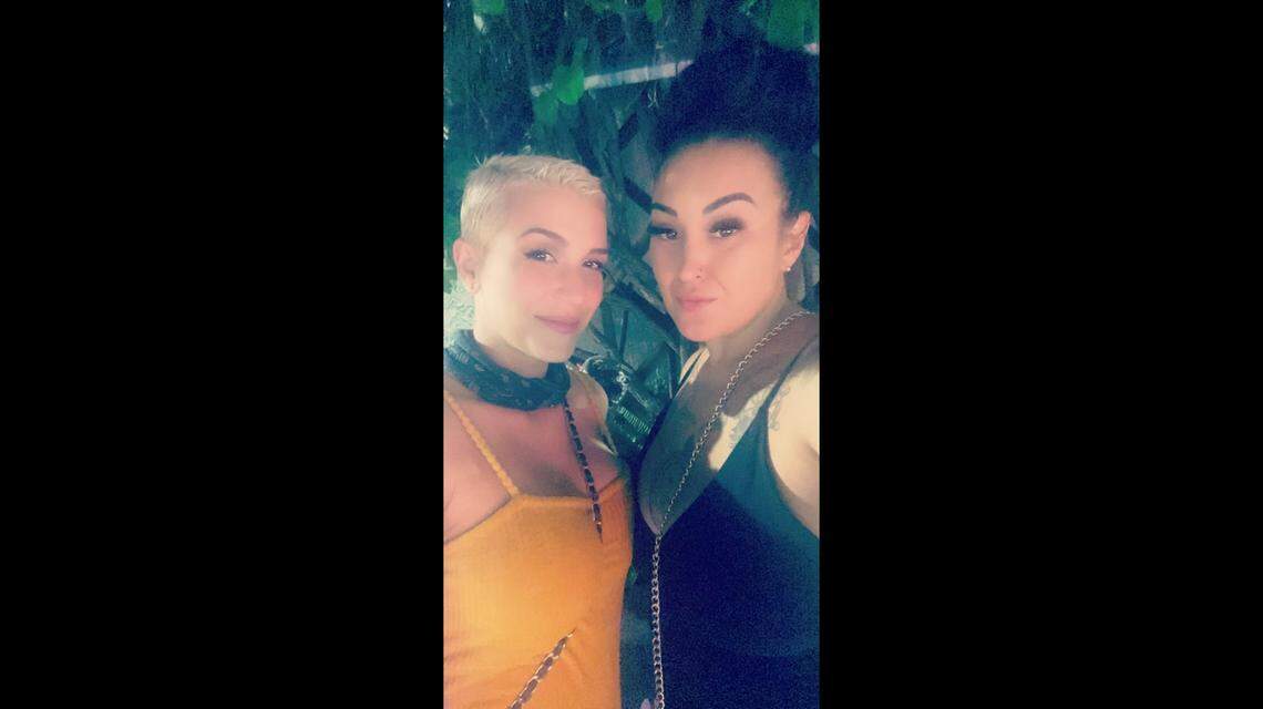 Carleane Berman, left, poses for a photo with Miranda Flowers. Both had been inmates at Coleman Correctional Institution in Sumter County.