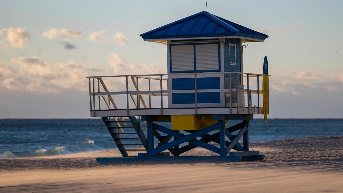 The sun rises near the Hollywood Beach Broadwalk in this file photo. Saturday, Jan. 14, 2023, in Hollywood, Fla.