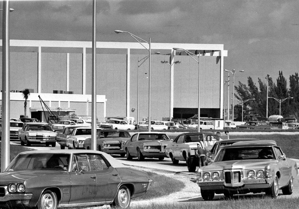 Traffic jam at Midway Mall opening in this file photo from 1970.