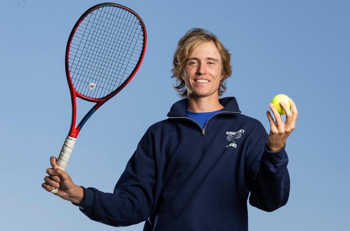 Quentin Gabler, Somerset Academy Miramar, Tennis. All-Broward players photographed at Brian Piccolo Sports Park on Thursday, May 8, 2025, in Cooper City, Fla.