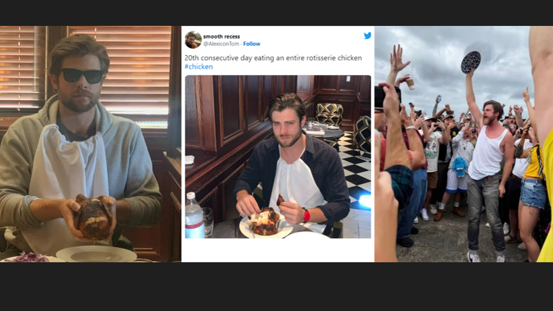 The man posted daily photos of his journey - and his expressions are priceless.