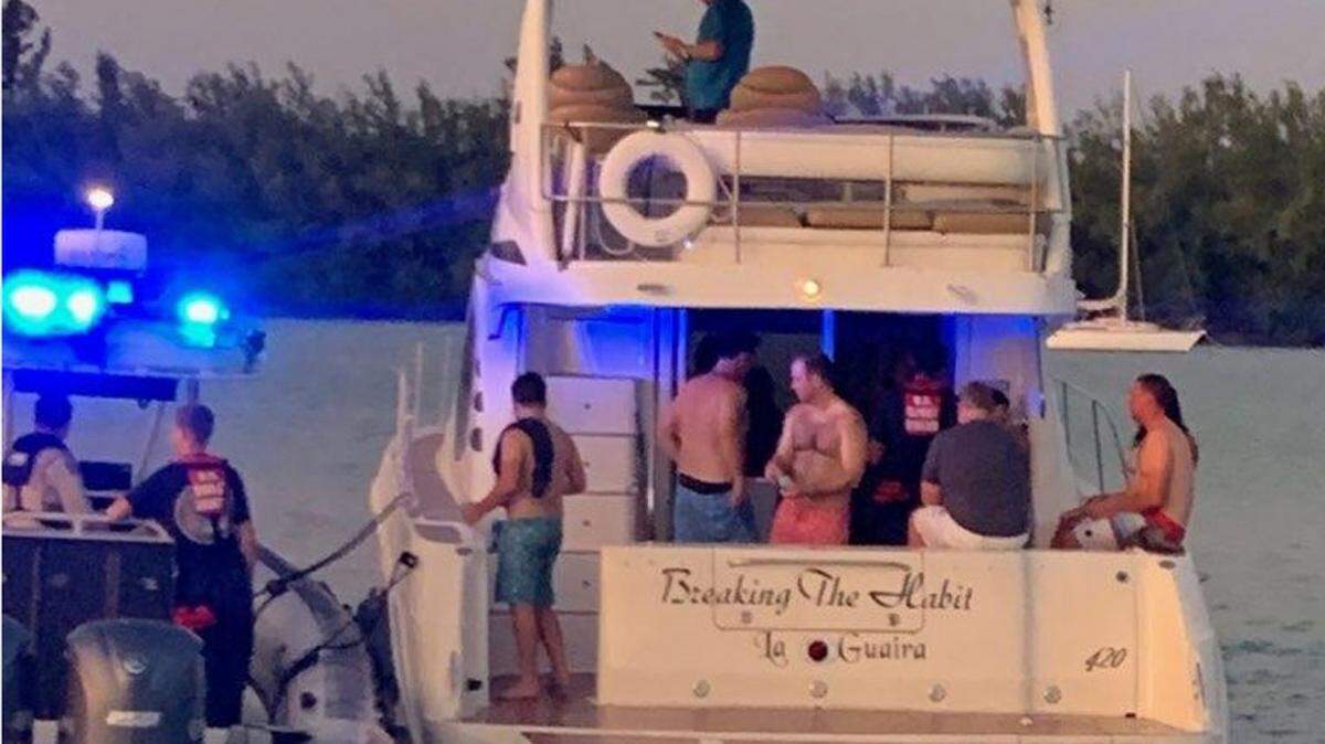 Coast Guard crews boarded the 42-foot pleasure craft, Breaking the Habit, Sept. 7, 2019, after a passenger injury was reported to Coast Guard Sector Miami watchstanders. Crews determined that the vessel was operating in violation of a previous Captain of the Port order and the boarding team terminated the voyage.
