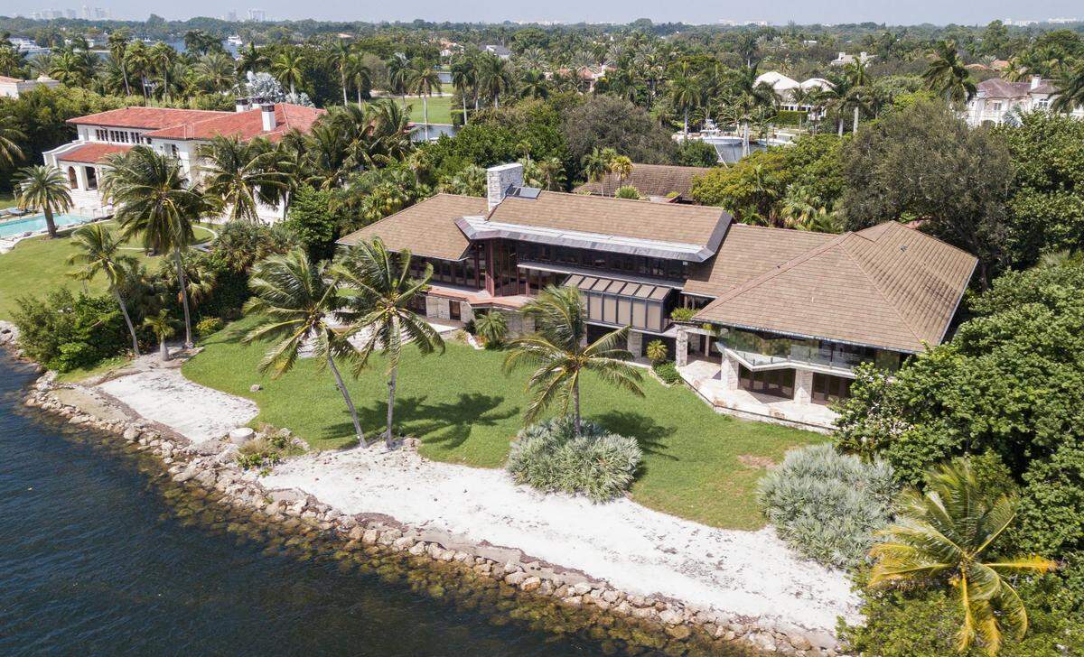 Aerial view of a 1963 Gables Estates house located at 140 Arvida Parkway is seen on Tuesday, Oct. 3, 2023, in Coral Gables, Fla, a month before the demolition started.
