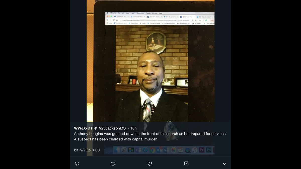 Anthony Longino, pastor at New Bethany Missionary Baptist Church, was shot to death and robbed Sunday as he opened the church doors for Sunday worship in Jackson, Mississippi, police say.