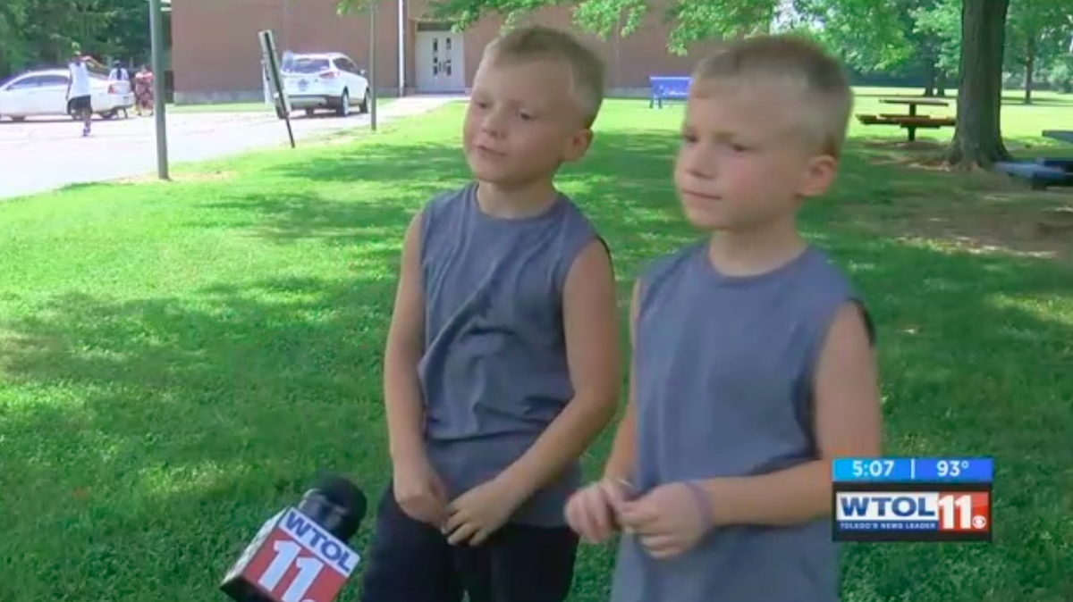 Two 6-year-old twins from Bowling Green, Bryant and Peyton Switzer, were recognized as heroes after leaping into action to save the life of a little girl who fell into a pool while they were vacationing in Florida