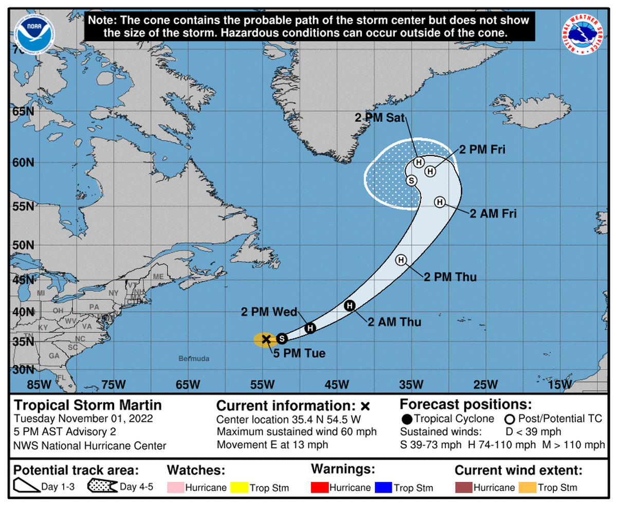 Tropical Storm Martin is forecast to turn into a hurricane.